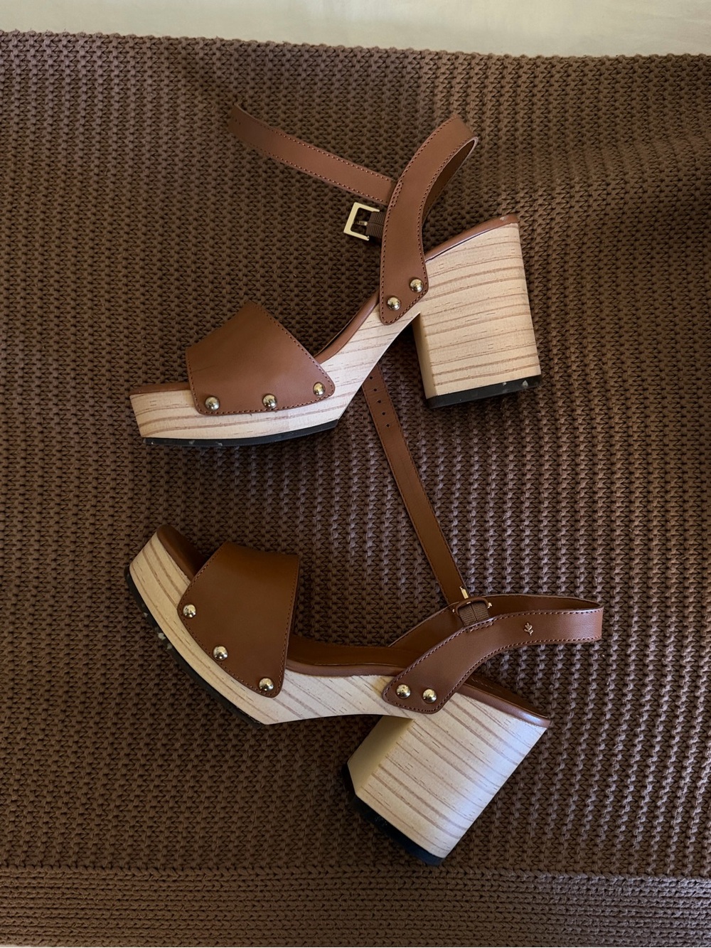 Steve Madden Brown Leather Platform Block Heel Sandals